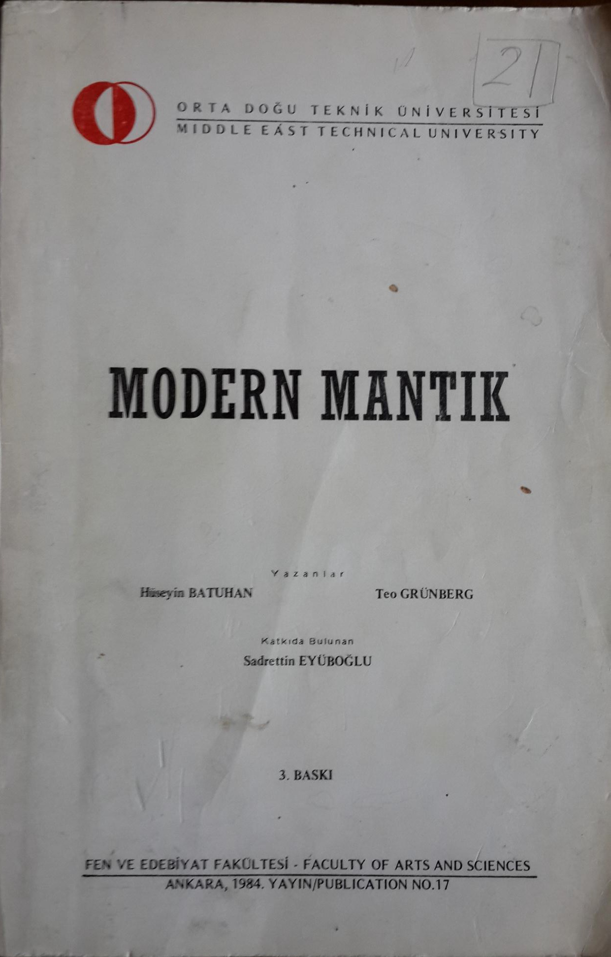 Teo Grünberg & Hüseyin Batuhan"Modern Mantık - 2" - Yapı Kredi Yayınları